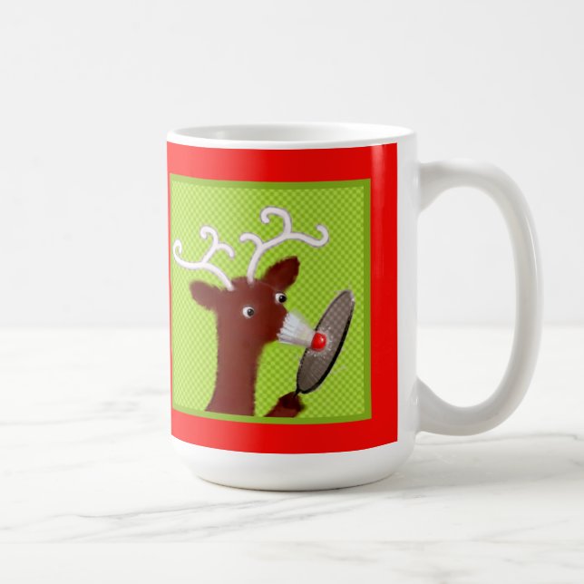 Caneca De Café Engraçado Badminton Natal Café Mug (Direita)