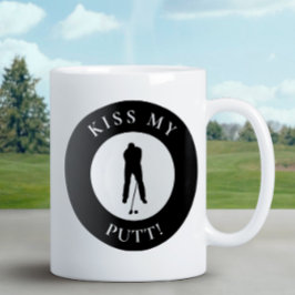 Caneca De Café Engraçado Beijo Meu Putt Golfer Humor Silhouette B