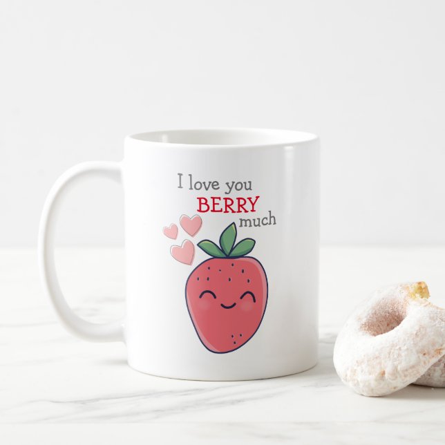 Caneca De Café Engraçado Berry, Eu Te Amo (Com Donut)