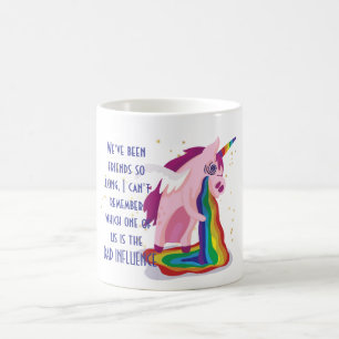 Caneca De Café Engraçado Bestamigo MÁ INFLUÊNCIA Unicórnio Do