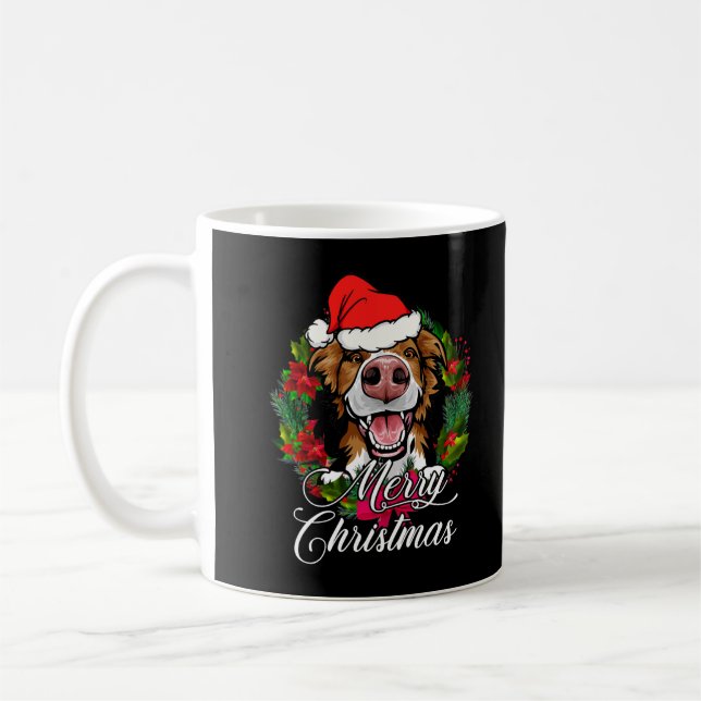 Caneca De Café Engraçado Borda Collie Snow Natal Decência da Árvo (Esquerda)