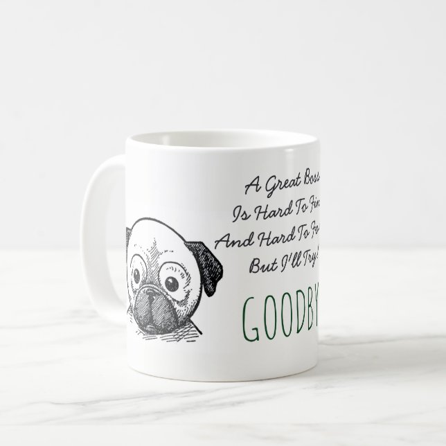 Caneca De Café ENGRAÇADO BOSS Mug - Duro De Esquecer PUG (Frente Esquerda)