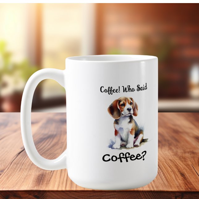 Caneca De Café Engraçado BROWN 'Café' Beagle Personalizar (Criador carregado)