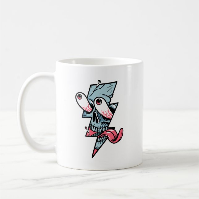 Caneca De Café Engraçado Cabeça De Cabeça E Forma De Relâmpago (Esquerda)