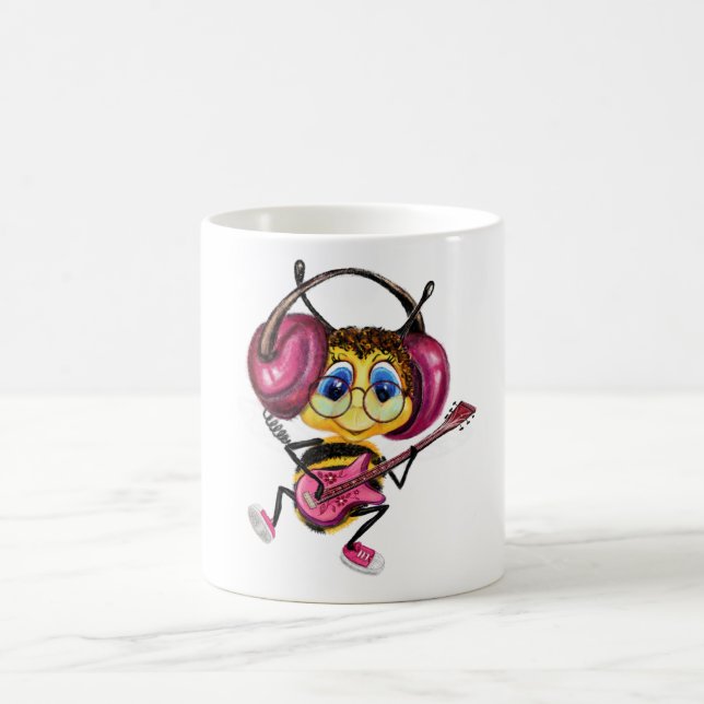 Caneca De Café Engraçado Cachorro com Abelha-Violão (Centro)