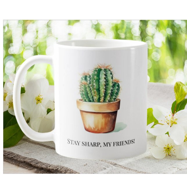 Caneca De Café Engraçado Cactus Fique Com Pote De Plantas De Jard (Criador carregado)