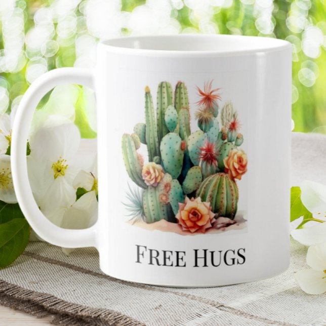 Caneca De Café Engraçado Cactus Free Hugs Jarden House Potes (Criador carregado)