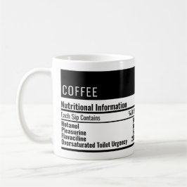 Caneca De Café Engraçado café Informações nutricionais caneca