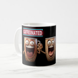 Caneca De Café Engraçado Caffeinado Cartoons Bobo Humor