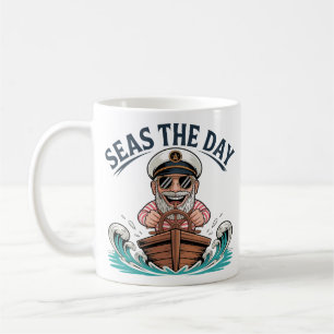 Caneca De Café Engraçado Capitão Design do Mar no Dia Náutico