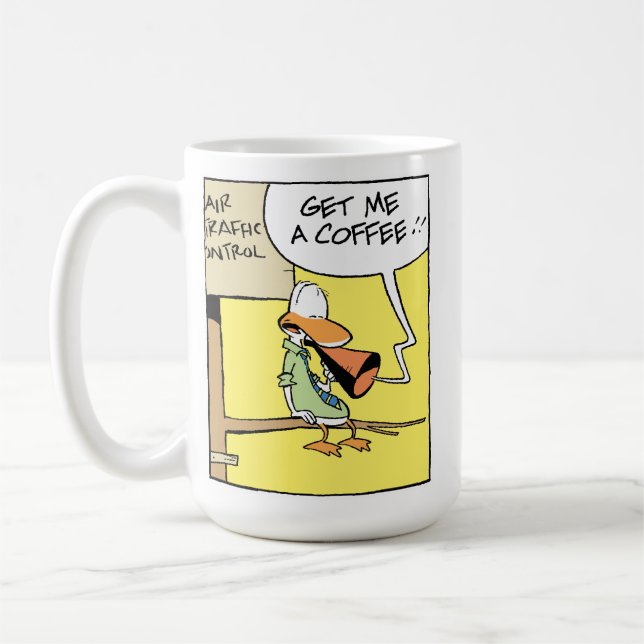 Caneca De Café Engraçado Caricatura De Controle De Tráfego Aéreo (Esquerda)