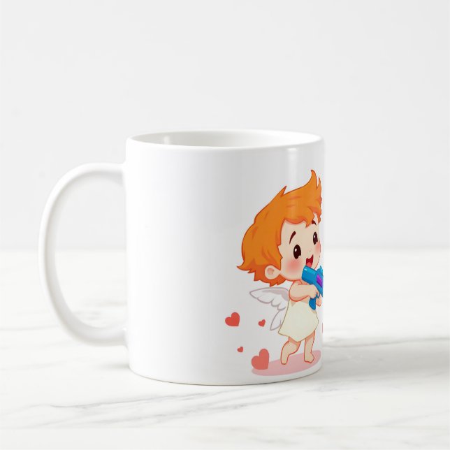 Caneca De Café Engraçado cartoon anjos presente para te amar (Esquerda)