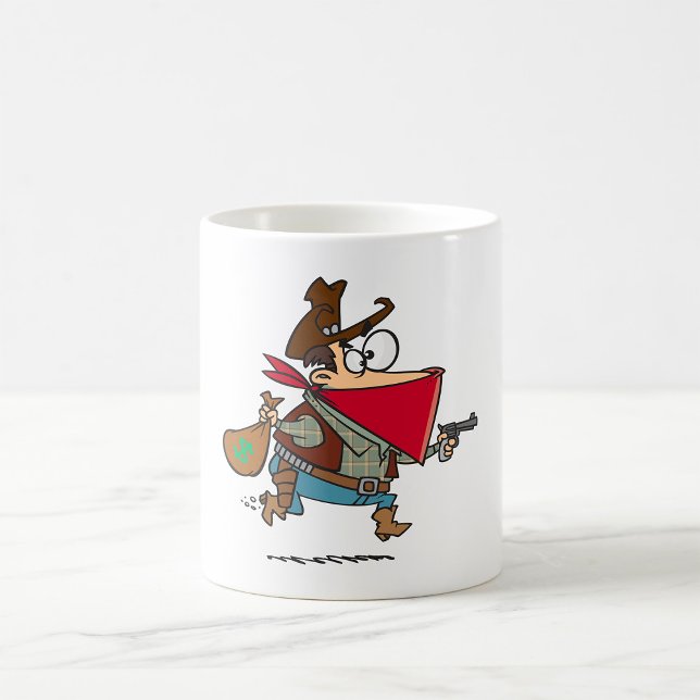 Caneca De Café Engraçado Cartoon Cowboy Bandit Robber (Criador carregado)
