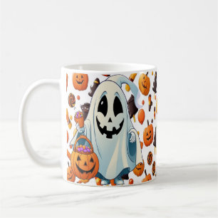 Caneca De Café Engraçado Cartoon Pumpkin Ghost