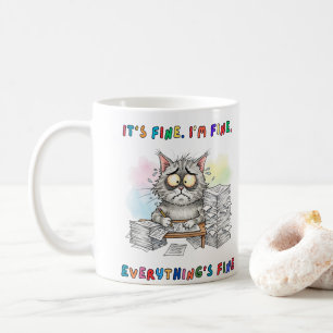 Caneca De Café Engraçado Cat 'Está Tudo bem. Estou bem.'