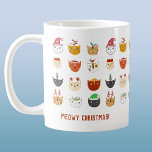 Caneca De Café Engraçado Cat Meowy Natal<br><div class="desc">Um monte de gatos bonitos e divertidos em chapéus e acessórios de férias de inverno para fazer você sorrir. Arte original de Nic Squirrell. Altere o texto para personalizar.</div>