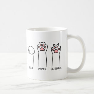Caneca De Café Engraçado Cat Rock Paper Tesoura Memória Jogo Humo