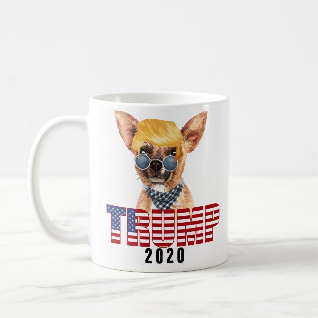 Caneca De Café Engraçado Chihuahua com Cabelo Trump (Esquerda)