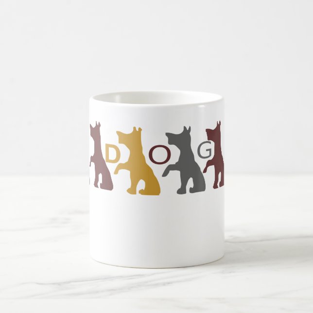 Caneca De Café Engraçado Cinza Amarelo e Bonita Castanho Seis Cãe (Centro)