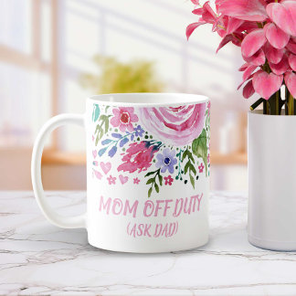 Caneca De Café Engraçado Cita A Mãe Do Serviço Aquarela Floral