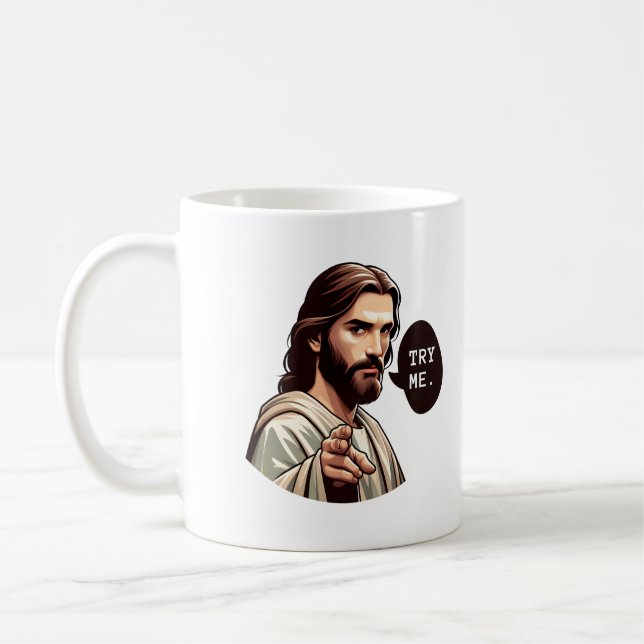 Caneca De Café Engraçado Citação LOL Jesus Meme Tente (Esquerda)