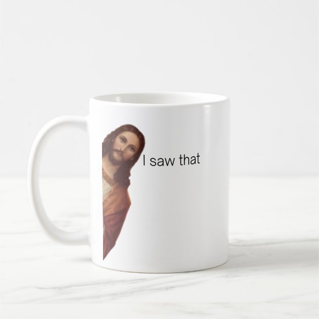 Caneca De Café Engraçado Citar Jesus Meme Eu Vi Aquele Cristão (Esquerda)