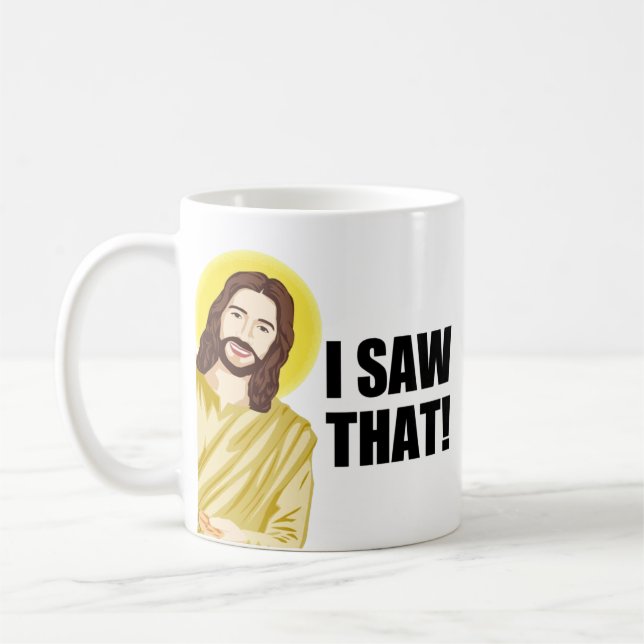 Caneca De Café Engraçado Citar Jesus Meme Eu Vi Aquele Cristão (Esquerda)