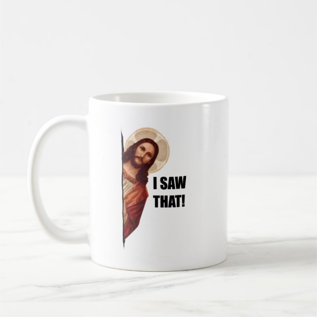 Caneca De Café Engraçado Citar Jesus Meme Eu Vi Aquele Cristão (Esquerda)