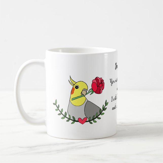 Caneca De Café Engraçado Cockatiel Mãe Dando Pássaro do Pássaro N (Esquerda)