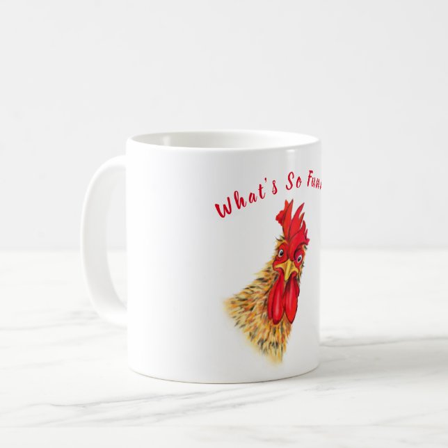Caneca De Café Engraçado Coffee Mug Rooster - Texto Personalizado (Frente Esquerda)