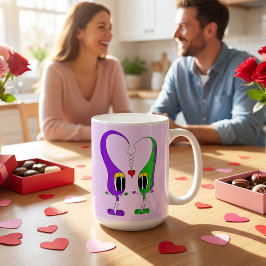 Caneca De Café Engraçado, Colorido, Fofo, Coração de Valentim de 