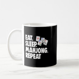 Caneca De Café Engraçado Coma Dormir Mahjong Repetir Camisa Mulhe