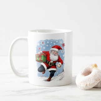 Caneca De Café Engraçado Correndo Papai Noel