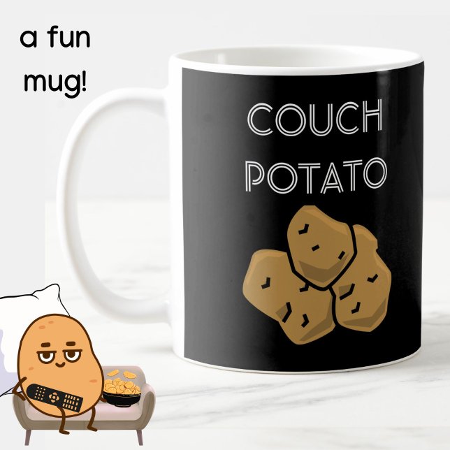 Caneca De Café Engraçado "Couch Potato" Binge Observando Café Mug (A fun mug for the lovable couch potato in your life. Black. Choice of colors available. )