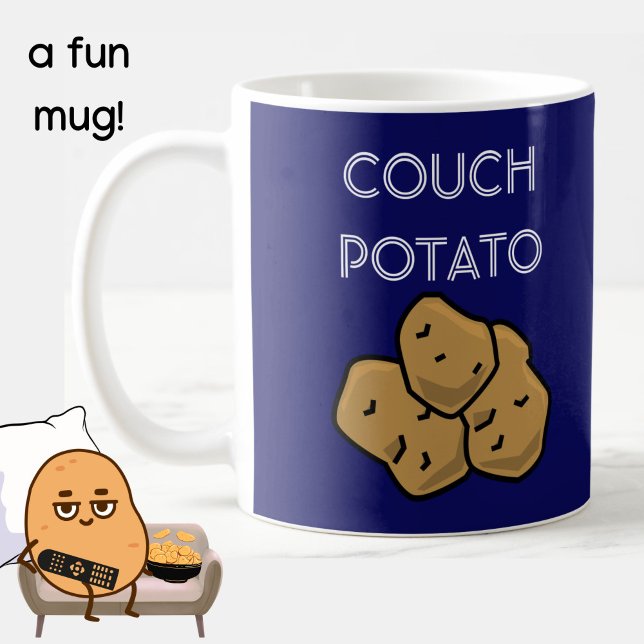 Caneca De Café Engraçado "Couch Potato" Binge Observando Café Mug (A fun mug for the lovable couch potato in your life. Blue. Choice of colors available. )