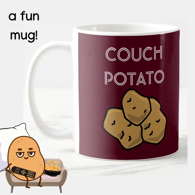 Caneca De Café Engraçado "Couch Potato" Binge Observando Café Mug (A fun mug for the lovable couch potato in your life. Burgundy. Choice of colors available. )