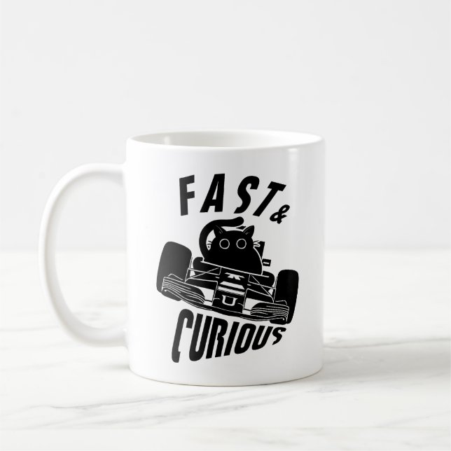 Caneca De Café Engraçado Curioso gato dirigindo carro (Esquerda)