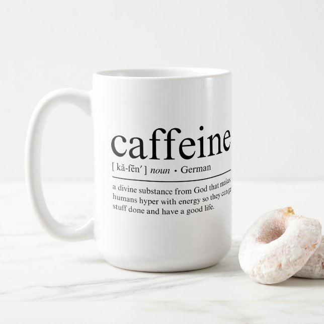 Caneca De Café Engraçado Definição de Cafeína (Com Donut)