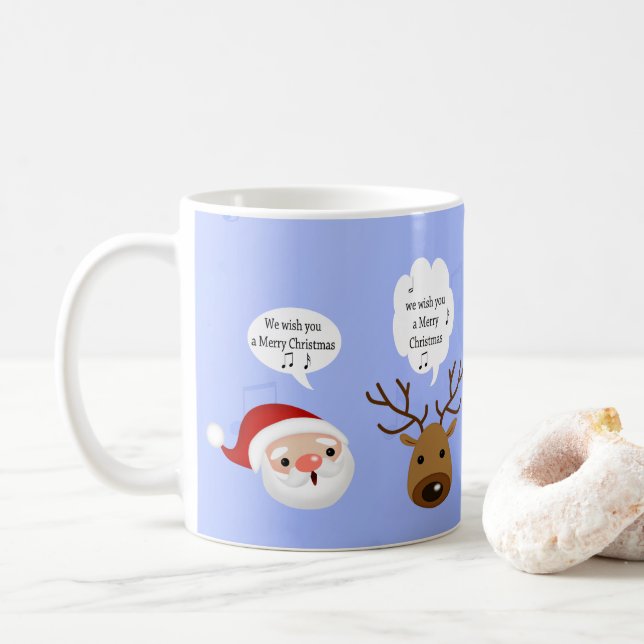 Caneca De Café Engraçado. Desejamos-lhe um Feliz Natal. (Com Donut)
