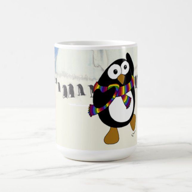 Caneca De Café Engraçado desenho animado a dançar pinguim. (Centro)