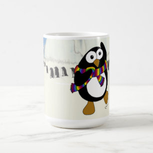 Caneca De Café Engraçado desenho animado a dançar pinguim.