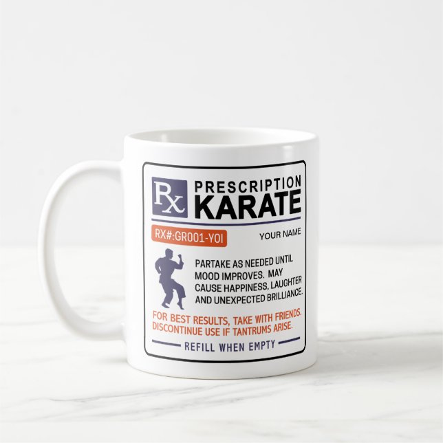 Caneca De Café Engraçado - Design de Receita de Karate Mug (Esquerda)