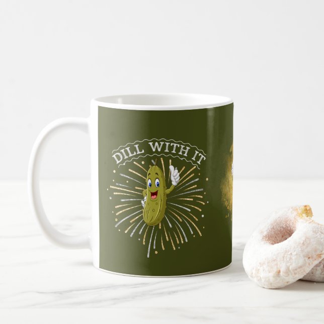 Caneca De Café Engraçado Dill Pickle Mug "Dill With it!" (Com Donut)
