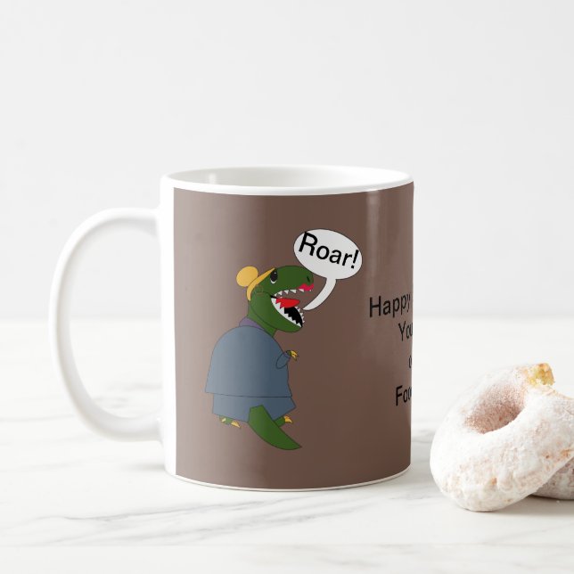 Caneca De Café Engraçado Dinossauro Mulher Chefe Personalizar (Com Donut)