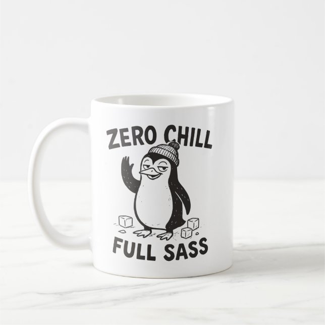 Caneca De Café Engraçado e Sarcástico Zero Chill Cheio Pinguim (Esquerda)