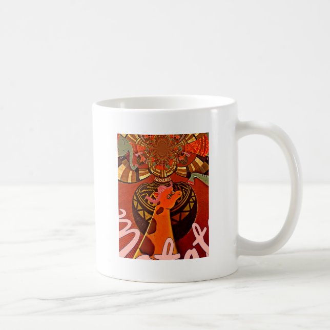Caneca De Café Engraçado Elegante Girafa Acessorizada Estilo Afri (Direita)