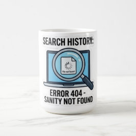 Caneca De Café Engraçado "Erro 404 no Histórico de Pesquisa Sanid