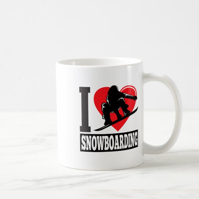 Caneca De Café Engraçado Eu Adoro Snowboard - Presente para amant (Direita)