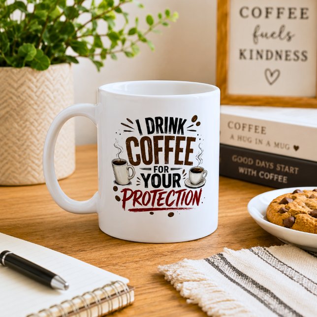 Caneca De Café Engraçado Eu Bebo Café para Sua Proteção (Criador carregado)