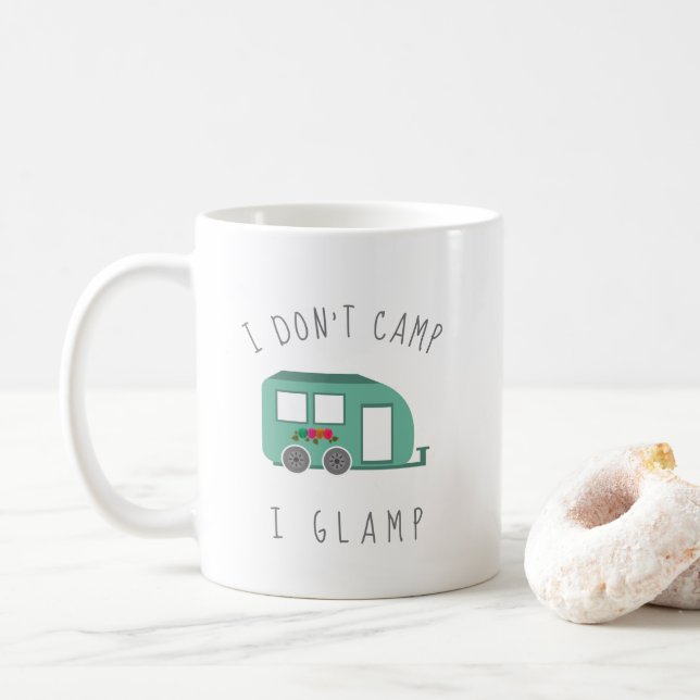 Caneca De Café Engraçado eu não acampar eu brilhando (Com Donut)